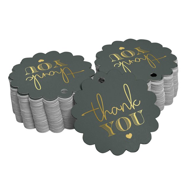 Inkdotpot Pack de 100 Merci Douche Nuptiale Faveur Papier Tags Craft Véritable Feuille d'Or Hang Tags
