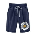 thumbnail image 3 of Bermuda Shorts for Women Trendy 2025 Bermuda Shorts for Women Floral Knee Length Elastic Waist Drawstring Loose Wide Leg Shorts Summer Summer Casual Beach Shorts S-5XL, 3 of 3