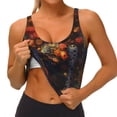 thumbnail image 3 of Balery Vintage Floral Skull Pattern Racerback Sports Bras for Women - Padded Seamless High Impact Support for Yoga Gym Workout Fitness-XX-Large, 3 of 8