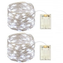 2 Pack Battery Operated Mini Lights,Indoor Led Fairy Lights with Timer 6 Hours on/18 Hours off for Wedding Party Decorations,50 Count Leds,17 Feet Silver Wire(Cold White)