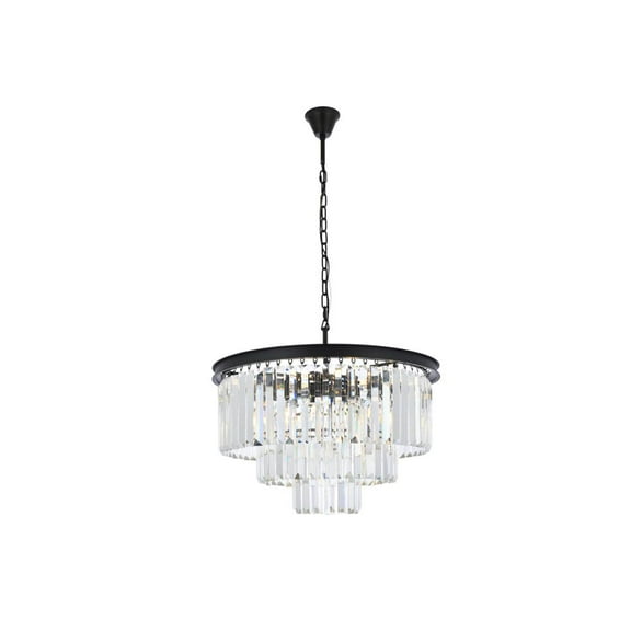 Sydney 9 light Matte Black Chandelier Clear Royal Cut Crystal