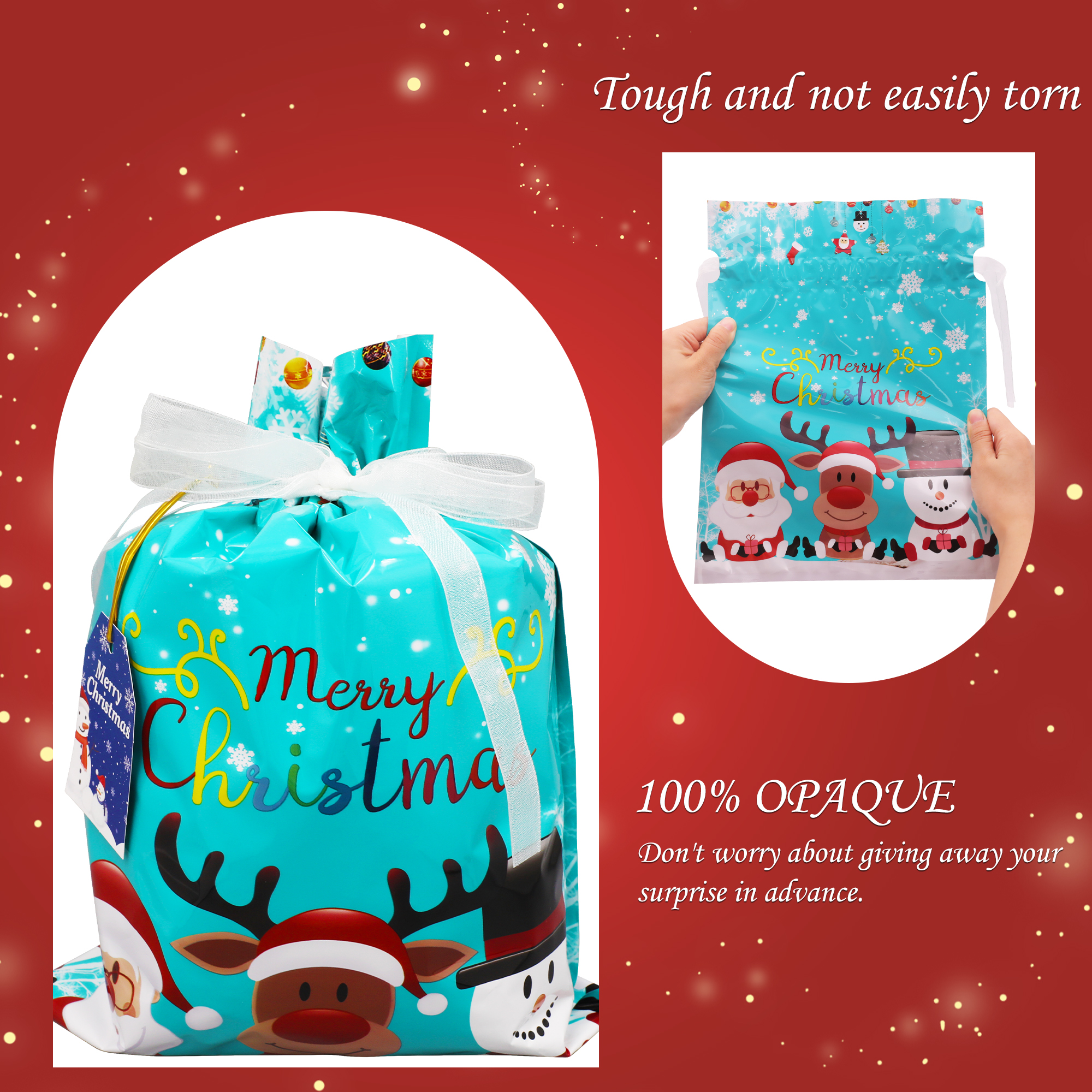 Magotan 40-Piece Christmas Drawstring Gift Bags, Assorted Sizes photo 6