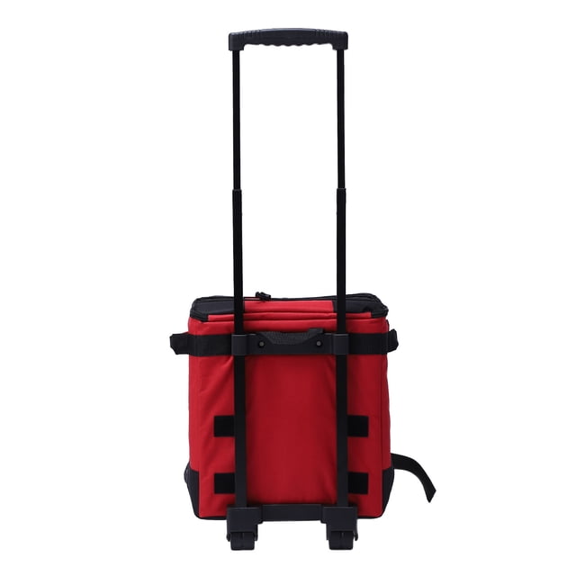 Sac Isotherme Roulant, Rouge 43L Boîte Isotherme Roulante Tige de Traction Réglable Grande Capacité Étanche pour Camping