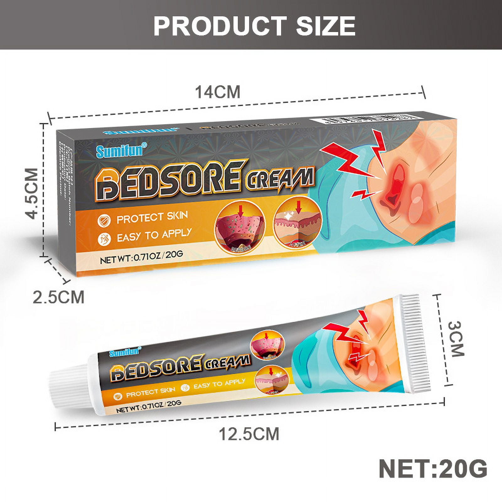 Ultra-strong Bedsore Cream Moisturize DecubitusUlcer Cream Fast-acting,Remove Rots Myogenic Pressure Ulcer CreamBed Sores Treatment Fast Wound.Wound Healing Cream for Skin Care-2pcs