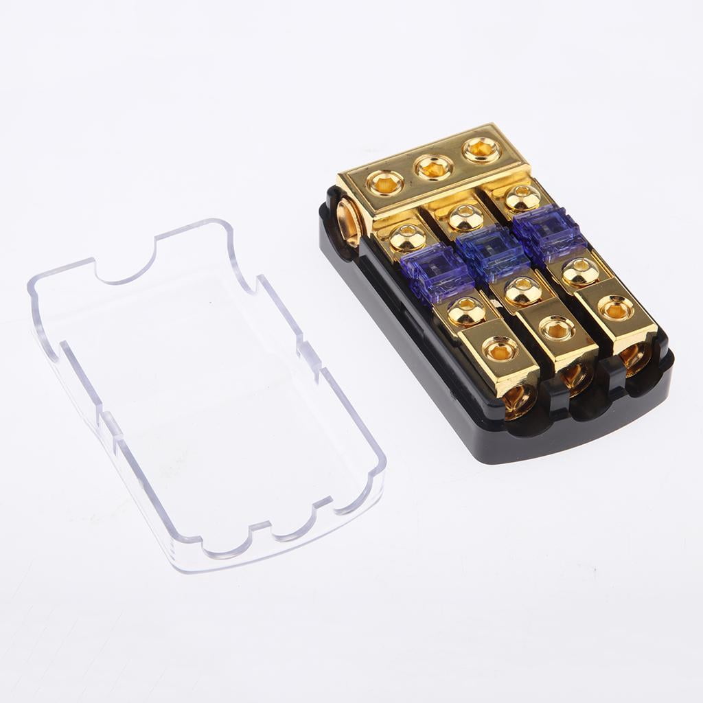 funtasica Car Stereo Audio 3-Way 80A In-Line Fuse Holder Power Distribution Block With Waterproof Cover