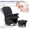 thumbnail image 4 of LAZZO Swivel Recliner Chair with Ottoman, 360° Swivel Glider with Side Pockets, Comfy Lounge Chair for Living Room and Office, Gray, 4 of 9