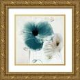 thumbnail image 1 of Sommers, Mindy 15x15 Gold Ornate Wood Framed with Double Matting Museum Art Print Titled - Teal Poppies II, 1 of 4