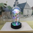 thumbnail image 5 of Colorful Artificial Rose Flower in Glass Dome with LED Lights for Valentine's Day Mother's Birthday Gift, 5 of 8