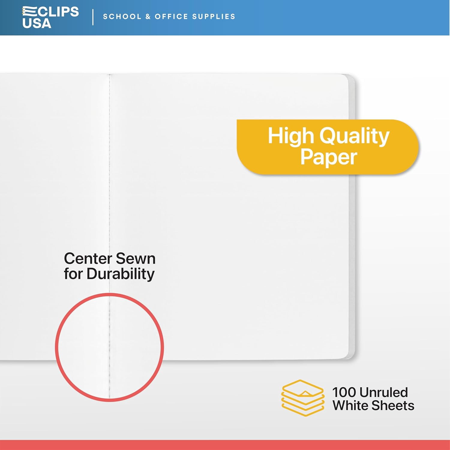 E-Clips USA 100-Sheet Unruled Hard Cover Composition Notebooks, Marble, 48-Pack Bulk
