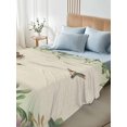 thumbnail image 5 of Twin Flat Sheet 66"x96", Hummingbird Soft Lightweight Bedding Flat Sheets Only, Sage Green Botanical Leaf Vintage Botanical Brushed Microfiber Top Bed Sheet, Breathable StainResistant Bedsheets, 5 of 9