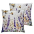 thumbnail image 2 of Nawypu Set of 2 Spring Summer Floral Throw Pillow Cover - Watercolor Lavender Field with Butterflies and Bees Design, Nature-Inspired Botanical Garden Cushion Case for Home, Sofa, Bed Decor, 2 of 6