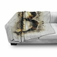 thumbnail image 3 of Letter B Soft Flannel Fleece Throw Blanket, Language Flames Uppercase Wild Hot Blurry Effects Image Typography, Cozy Plush for Indoor and Outdoor Use, 60" x 80", Orange Black Tan, by Ambesonne, 3 of 6