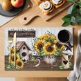 thumbnail image 2 of Yellow Sunflowers Placemats Set of 6, Western Star Farmhouse White Wooden Placemats for Dining Table, Place Mats for Kitchen Tabletop, Waterproof Wipeable Dining Table Mats Set, 2 of 9
