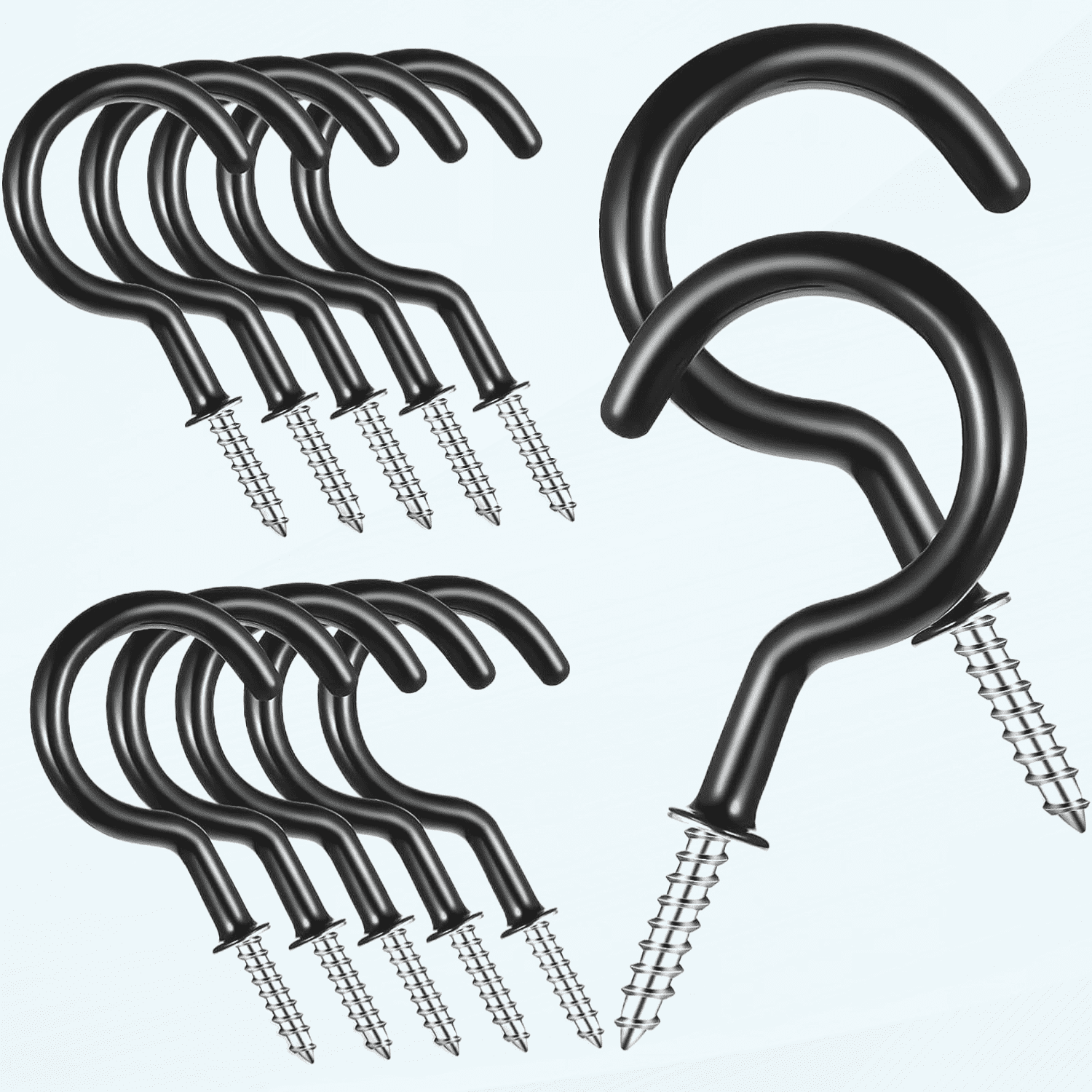 RELBRO Screw Hooks 1-1/4 Inch, White, 50 Pack - Heavy Duty Cup Hooks For Hanging