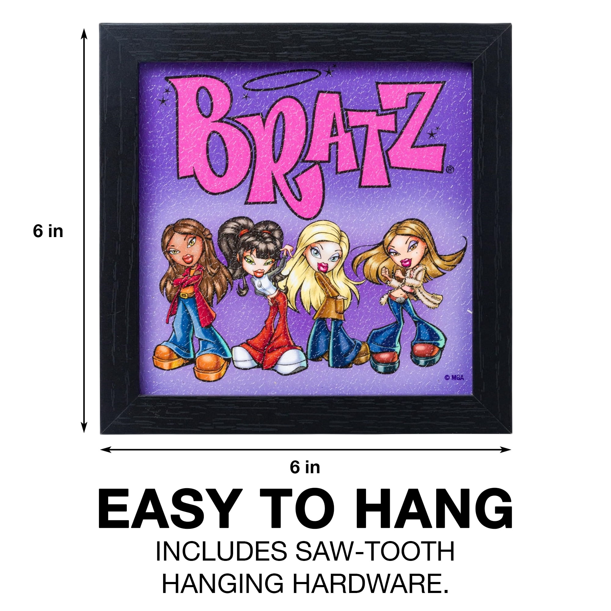 (2 pack) Silver Buffalo Bratz Gel Coat 6"x6" Framed MDF Modern Wall Art