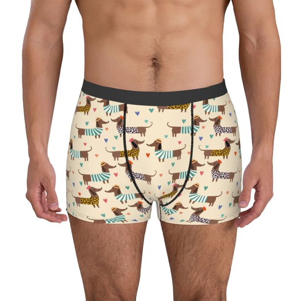 Balery Dachshund Dog Calzoncillos bóxer para hombre, ropa interior de algodón suave y transpirable con cinturilla de nailon-Medium