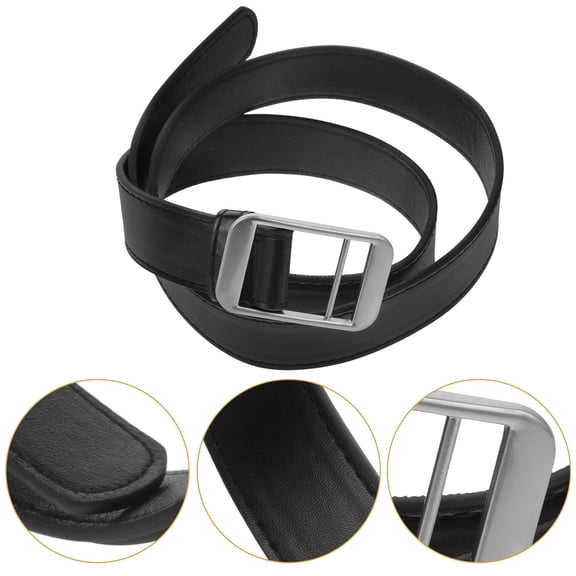 LOLIPPYY Classic Black PU Wide Belt Faux Durable Waist Belt for Dress and Casual Wear