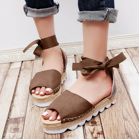 

Women s Solid Bandage Casual Vacation Open Toe Beach Sandals