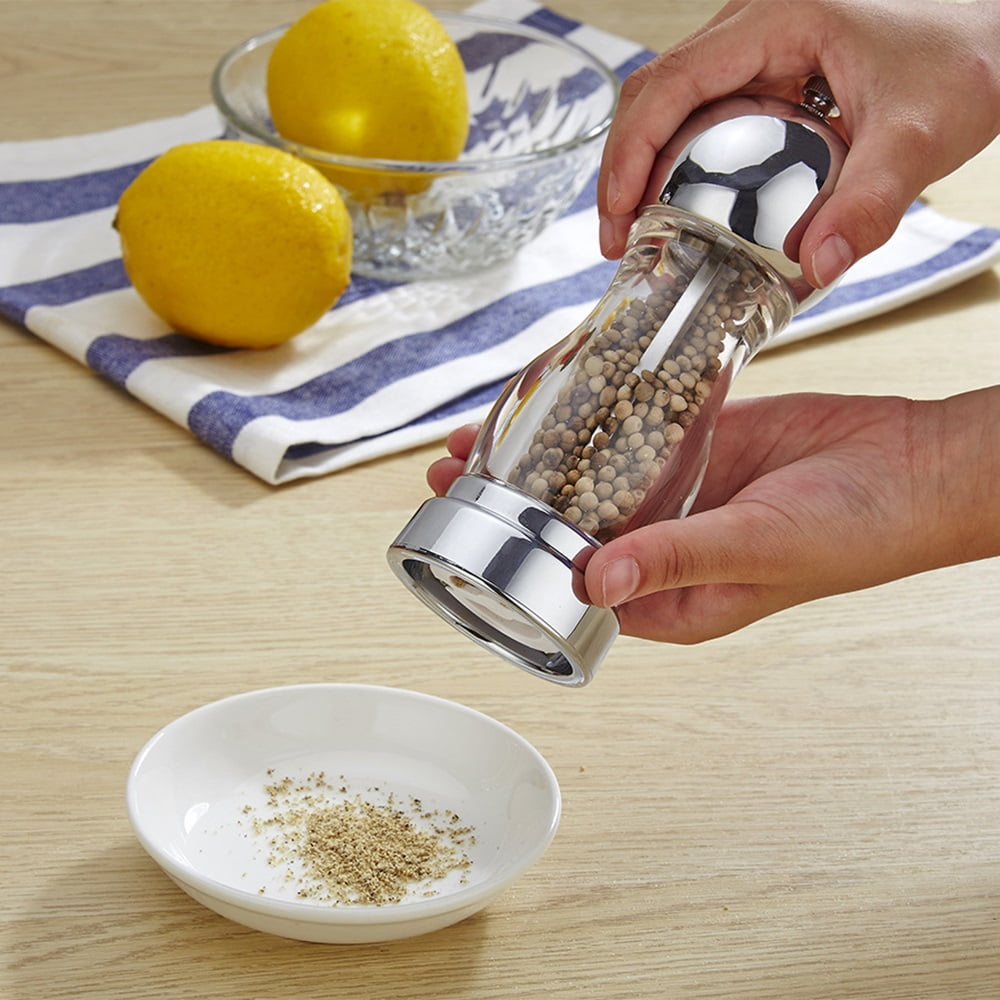 Manual Pepper Grinder Refillable Acrylic Pepper Mill Easy to Adjust the Coarseness 7.87 Inch x2.16 Inch