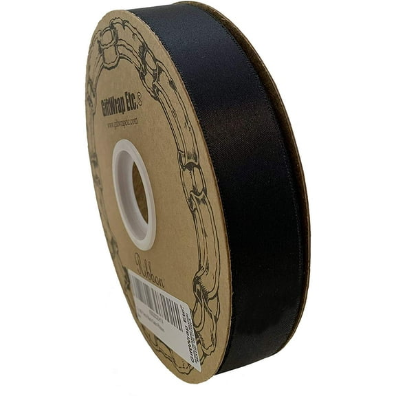 Black Satin Fabric Halloween Ribbon - 1" x 100 Yards, Christmas, Holiday Decoration, Funeral Wreath Decor, Mourning, Corsage, Birthday, Fundraiser
