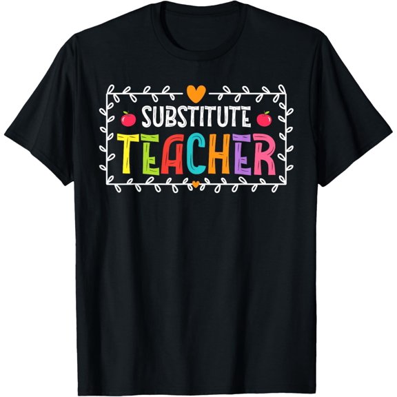 Premium Comfort - Colorful Substitute Teacher Heart T-Shirt