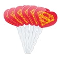 thumbnail image 1 of Superman Superman Icons Logo Heart Love Cupcake Picks Toppers Decoration Set of 6, 1 of 7