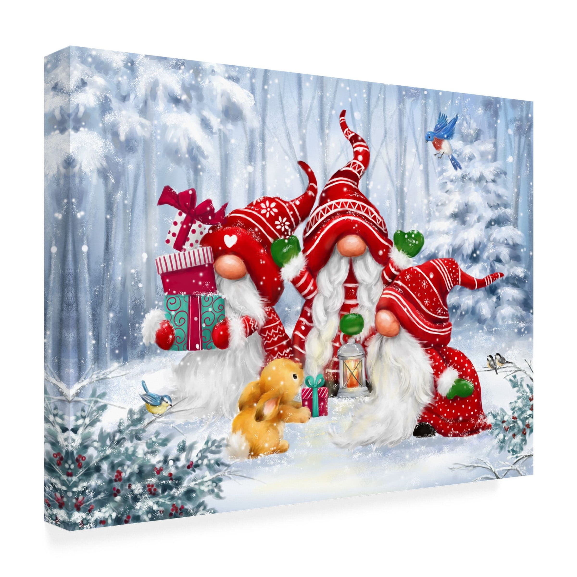 MAKIKO 'Christmas Gnomes With Rabbit' Canvas Art
