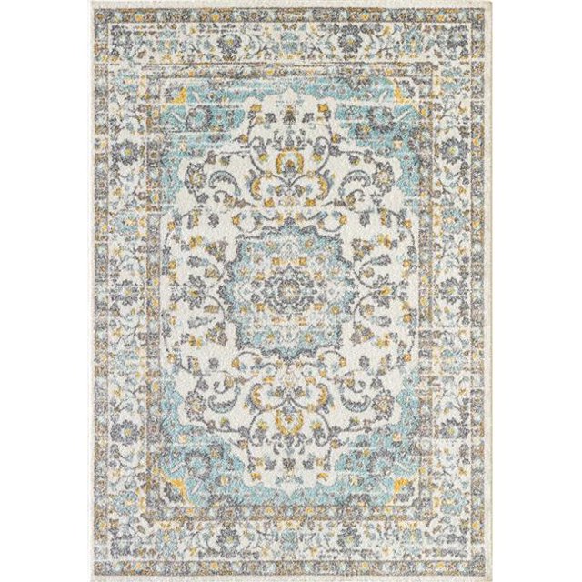 Lbaiet MT102B57 5 x 7 ft. Matira Collection Power Loom Machine Made Blair Blue Oriental Rectangle Rug
