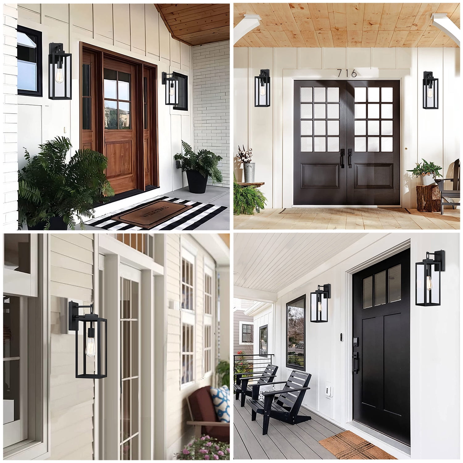 18" Outdoor Wall Light Dusk to Dawn Outdoor Lighting Porch Light Fixture with Clear Glass Shade