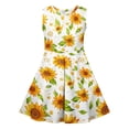 thumbnail image 4 of SGFCWSX Girls Sleeveless Dress Print Round Neck Casual A-Line Summer Dresses for Teens Yellow Size 13-14 Years, 4 of 6
