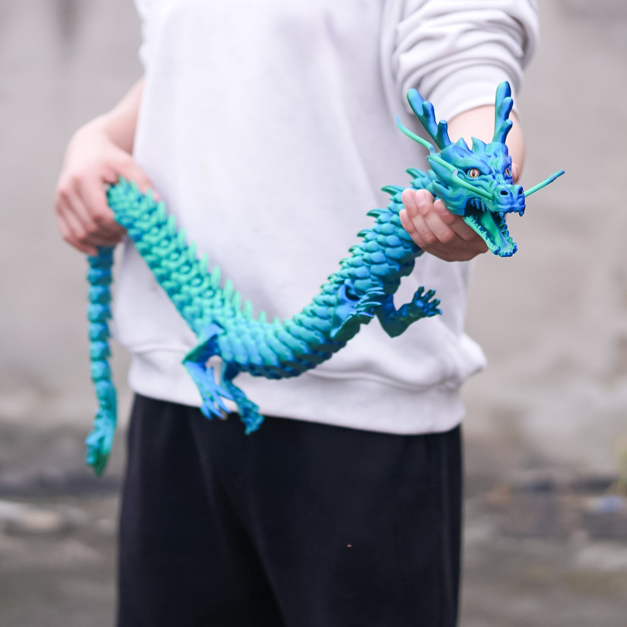 47.5inch 3D Printed dragon,Flexible Joint Animal lacertid Figurines,Realistic Eyes, Home Office Decor,Fidget Toy for Adults Teens Boy Festival Gifts