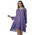 thumbnail image 1 of Moomaya Robe Évasée en Rayonne pour Femmes Manches Longues Imprimée Col en V Décontractée Robe de Plage pour Filles, 1 of 4