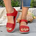 thumbnail image 2 of LOVZFMLL Women's Sandals Comfort Walking Hiking Wedges Sandals with Arch Support Open Toe Ankle Strap Casual Summer Sandals Red 9, 2 of 9