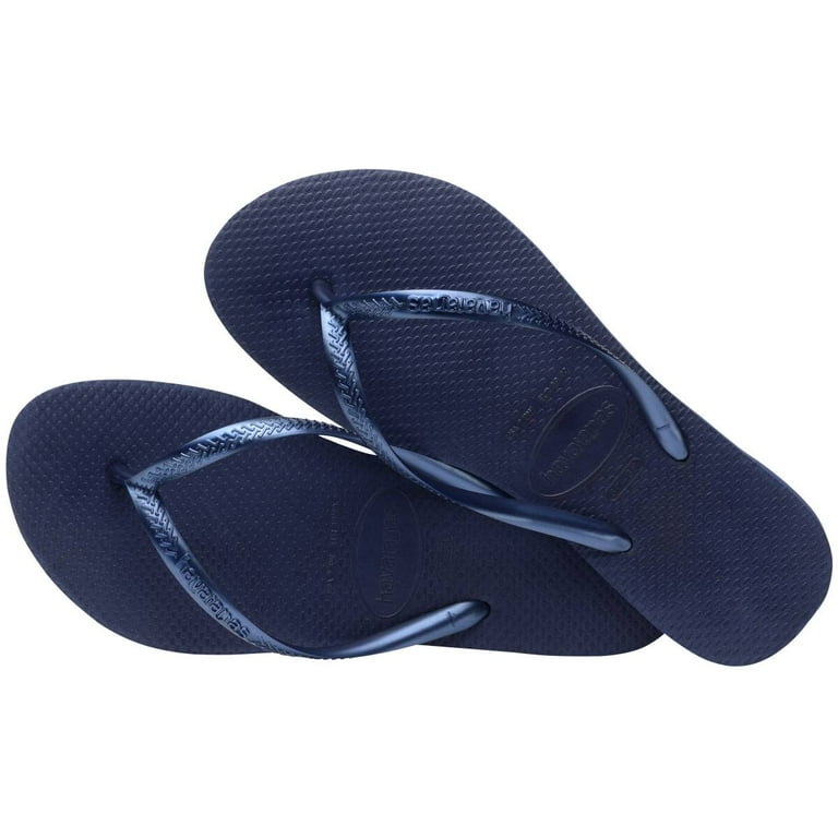 Havaianas Women's Slim Flip Flops, Navy Blue, Textured Rubber Sole