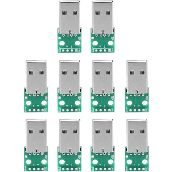USB à DIP Board, 10 Pièces USB Type A à DIP Adaptateur, USB Breakout Board Mâle 4 P USB DIP Adaptateur 2,54 Mm Pas