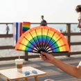 thumbnail image 3 of Vjnyvs Rainbow Folding Fans Colorful Hand Fans Party Decoration LGBT Summer Rave Fan Easy Open Portable Cooling Hand Fan for Halloween Parade, 3 of 7