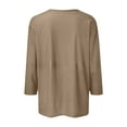 thumbnail image 4 of Cardigan Sweaters for Women Crew Neck 3/4 Sleeve Button Down Fall Blouses Open Front Solid Color Slim Fit Tunic Work Sweaters for Women Khaki S, 4 of 5