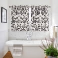 thumbnail image 3 of Farmhouse Black Kitchen Curtains Short 45 Inch Length, Vintage Flower Leaf Botanical Plant Grommet Top Bedroom Living Room Curtains, Light Filtering Cafe Curtain Drapes 2 Panels Set 84''x45'', 3 of 9