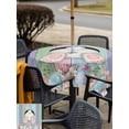thumbnail image 4 of Outdoor Tablecloth with Umbrella Hole and Zipper, Easter Bunny Square Table Cloth 60x60 Inch Waterproof Tablecloth, Eggs Cute Rabbit Floral Colorful Country Wooden Picnic Table Cover for Patio, 4 of 7