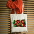 thumbnail image 3 of 1 Pc Strawberries Leaves Canvas Reusable Grocery Bag Party Supplies Holiday Supplies Capacity, 3 of 6