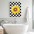 thumbnail image 5 of Canvas Wall Art Yellow Sunflower Canvas Art Print Fall Plant Black White Lattice Element Pictures Wall Decor for Living Room Bedroom Artwork Decorations Stretched Framed Ready to Hang 8"x12", 5 of 9