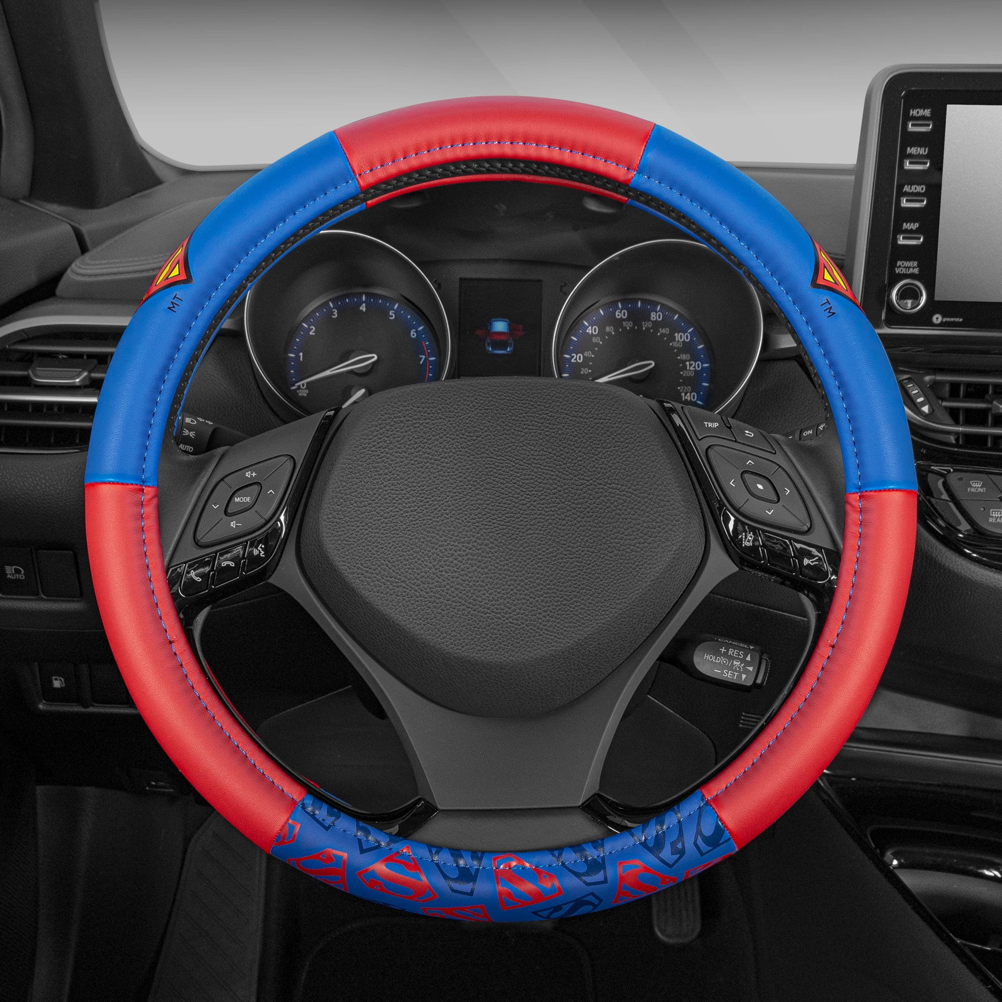 Superman Car Steering Wheel Cover - Universal Fit Steering Wheel Cover with Officially Licensed Warner Brothers Graphics, Great Automotive Accessory Gift Idea for Fans.