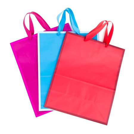 Hallmark Large Gift Bags for Birthdays, Baby Showers, Holidays, and More (3 Pack, Solid Colors)