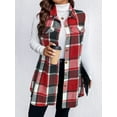 thumbnail image 4 of Cuteduck Womens Plus Size Sleeveless Plaid Vest Wool Blazer Jackets Cardigan Outerwear Fall Winter Tops 1X-4X, 4 of 6