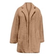 thumbnail image 4 of DPTALR Femmes Hiver Chaud Uni Hiver Allongé Peluche Manches Longues Manteau, 4 of 5