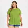 thumbnail image 4 of DARING DIVA Women's Plus Blouses with Crew Neck and Raglan Sleeves 1X Olive Green, 4 of 6