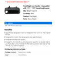 thumbnail image 2 of Front Right Door Handle - Compatible with 1991 - 1997 Toyota Land Cruiser 1992 1993 1994 1995 1996, 2 of 2