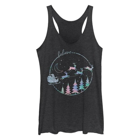 Women's Lost Gods Believe Christmas Sleigh Racerback Tank Top