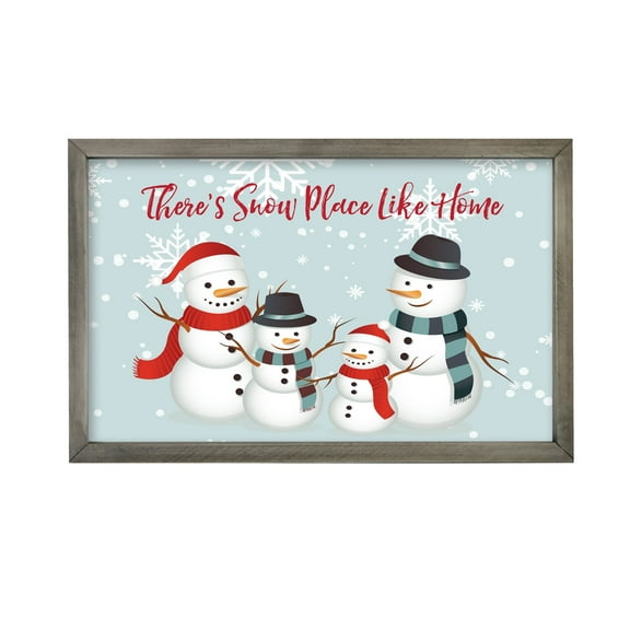 Merry Christmas Framed Shadow Box - Snowman There's Snow Place