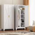 thumbnail image 6 of 71" Tall Metal Wardrobe Closet with Adjustable Shelves and Hanging Rod, 2 Doors Office Storage Locker Cabinet for Home, Office, Bedroom, Laundry Room, White, 6 of 6